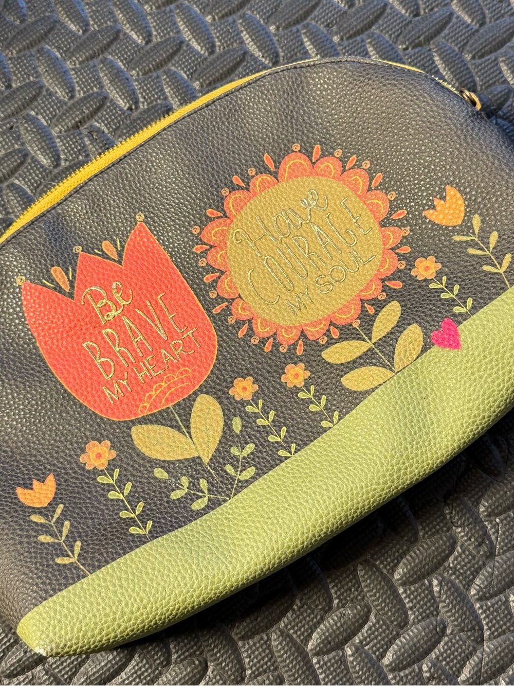 Natural Life Floral Boho Cosmetic/Travel Pouch Be Brave Have Courage Large Bag